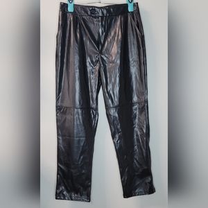 Halston Black Faux Leather Ultra High Rise Pants Slacks Sz. Small